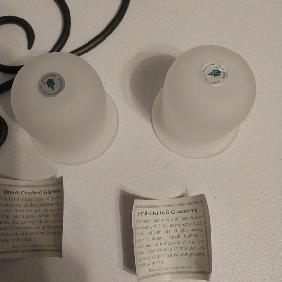 PartyLite P0121 Scroll Wall Sconce Metal W/ Frosted Glass Votive Tealight Cups - Picture 6 of 14